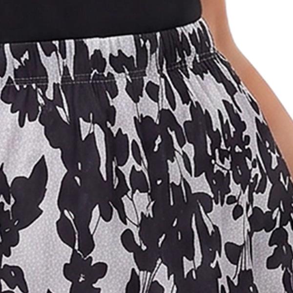 Petite NY Collection Pull On Black Floral Hacci Midi Skirt