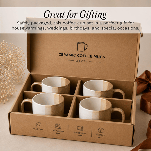 Sango Phoebe Caramel/White Ceramic Coffee Mugs