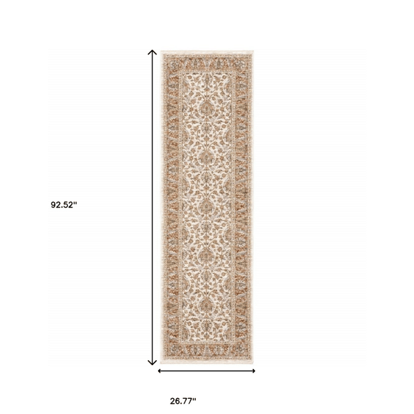 HomeRoots Rust Oriental Power Loom Stain Resistant Runner Rug