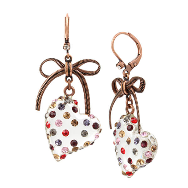 Betsey Johnson Multicolor Heart Drop Earrings - image 