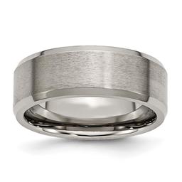Mens Endless Affection(tm) 8mm Beveled Edge Titanium Polished Band