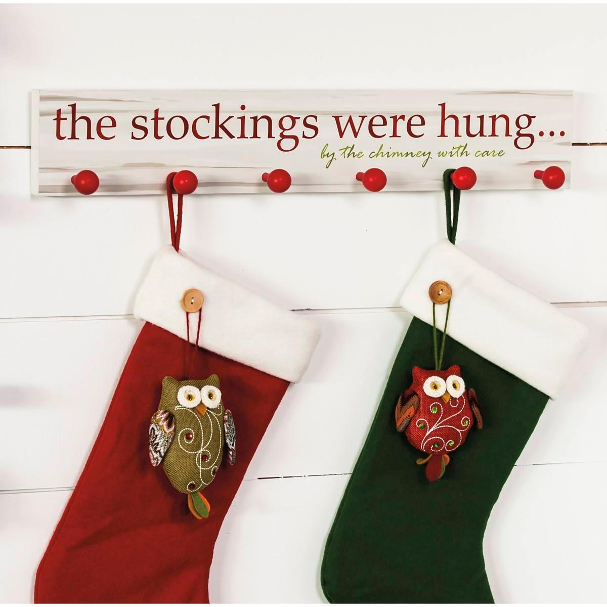 Evergreen The Stockings Were Hung Wooden Sign with 6 Posts
