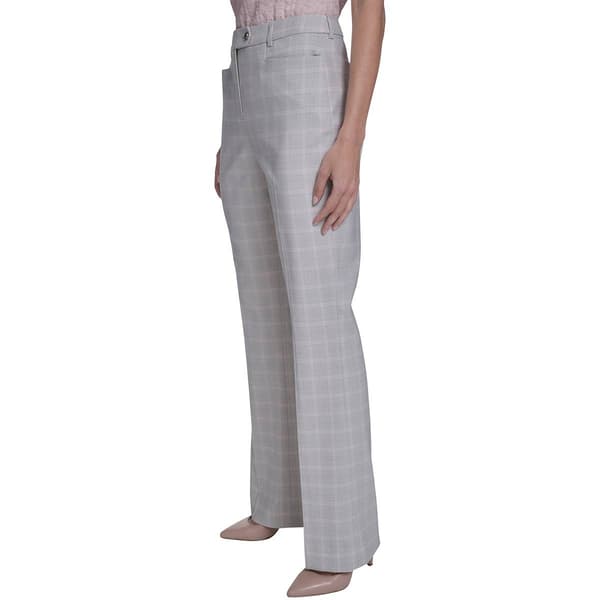 Womens Calvin Klein Button Front Straight Leg Plaid Dress Pants