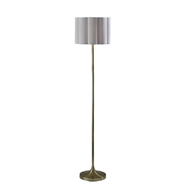 Adesso Elodie Floor Lamp with White Scalloped Fabric Shade - image 