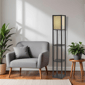 HomeRoots 63in. Black & White Solid Wood Column Floor Lamp - image 3
