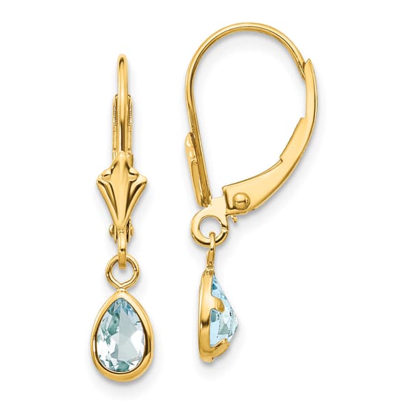 Gemstone Classics&#40;tm&#41; Gold Pear Aquamarine Dangle Earrings - image 