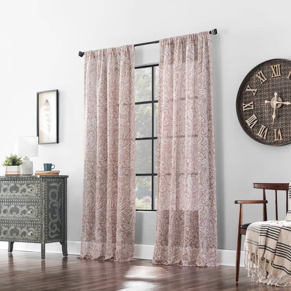 Safi Paisley Print Sheer Rod Pocket Panel Curtains