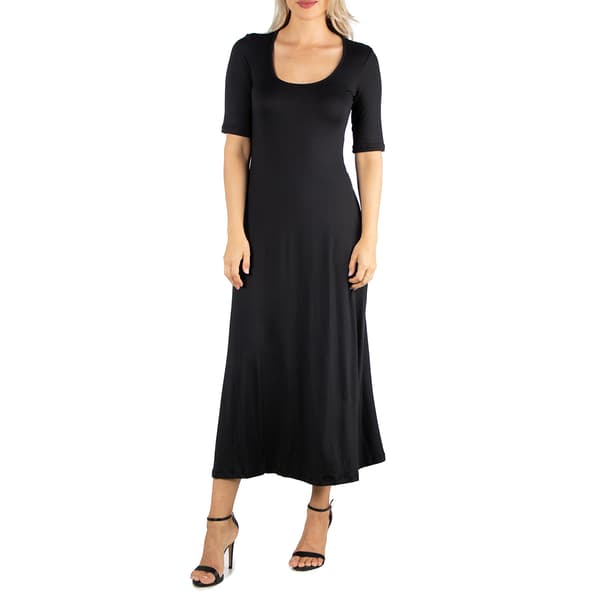 Womens 24/7 Comfort Apparel Casual Maxi Dress With Sleeves