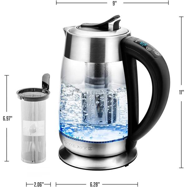 Ovente Electric Glass Kettle Hot Water Boiler