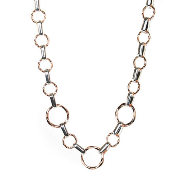 Wearable Art Silver & Rose Gold-Tone Link Necklace - image 