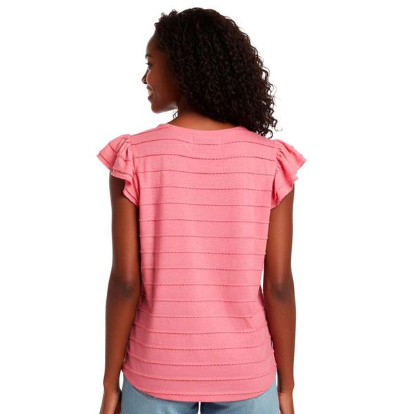 Women French Laundry Cap Flutter Sleeve Scallop Trim Blouse