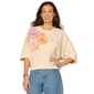 Womens Democracy 3/4 Sleeve Banded Hem Knit Top With Embroidery - image 1