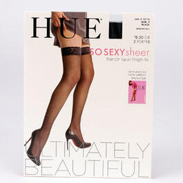 Womens HUE&#40;R&#41; So Sexy Sheer French Lace Thigh High Hosiery