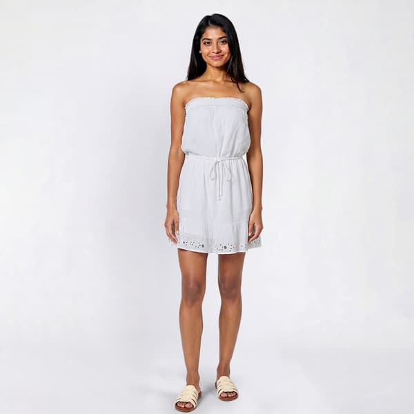 Juniors No Comment Strapless Tie Waist Gauze Dress w/ Sequin