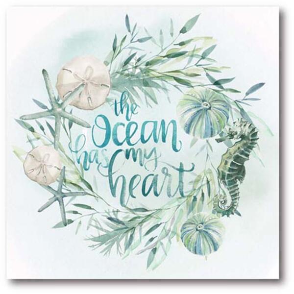 Courtside Market Coastal Wreath I Gallery Wrapped Canvas Wall Art - image 