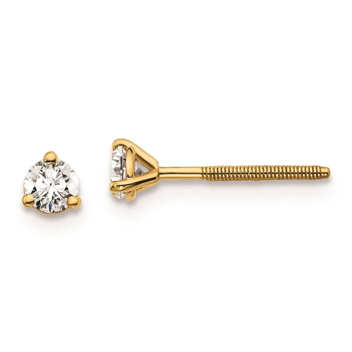 Pure Fire 14kt. Gold 1/5ctw. Lab Grown Diamond Screwback...