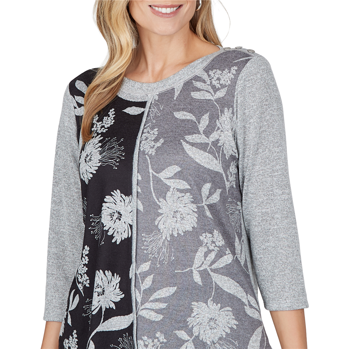 Petite Alfred Dunner Weekend Warrior Floral Knit Blouse