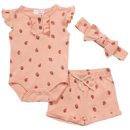 Baby Girl &#40;NB-9M&#41; Willow & Whimsy&#40;R&#41; 3pc. Strawberry Shorts Set