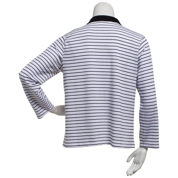 Plus Size NY Collection Long Sleeve Zip Stripe Cardigan