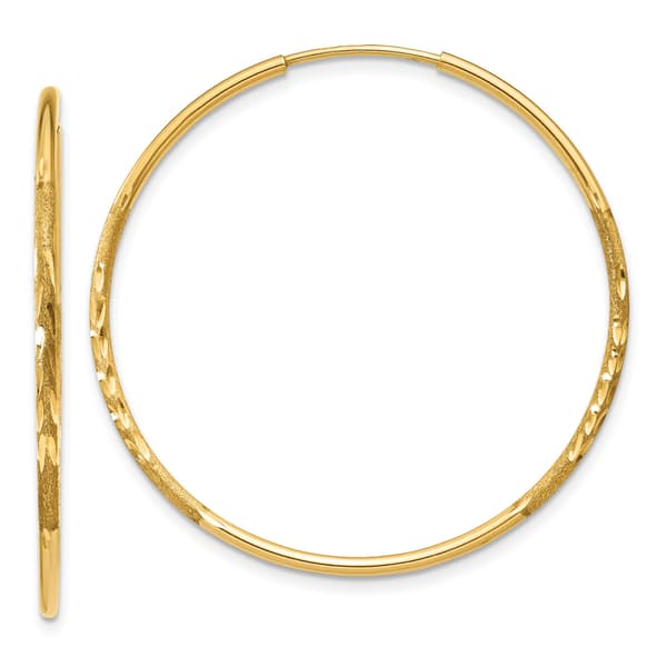 Gold Classics&#40;tm&#41; 14kt. 30mm Diamond Endless Hoop Earrings - image 
