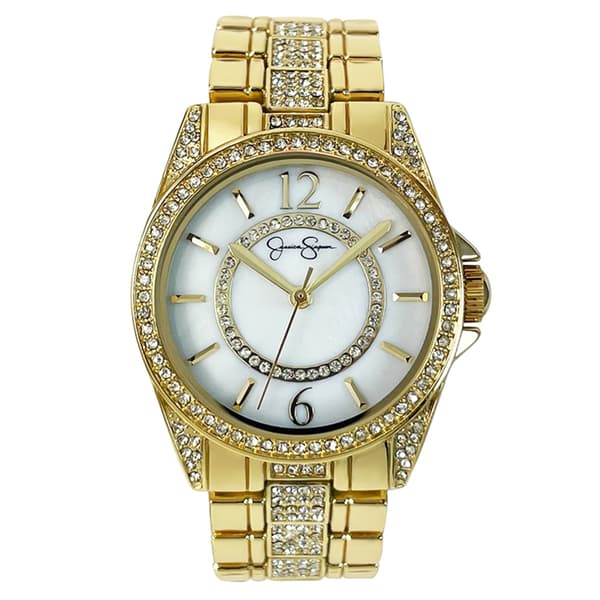 Womens Jessica Simpson Gold-Tone Crystal Watch - JS0033GD - image 