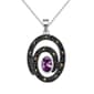 Marsala Marcasite Amethyst Cubic Zirconia Pendant Necklace - image 1