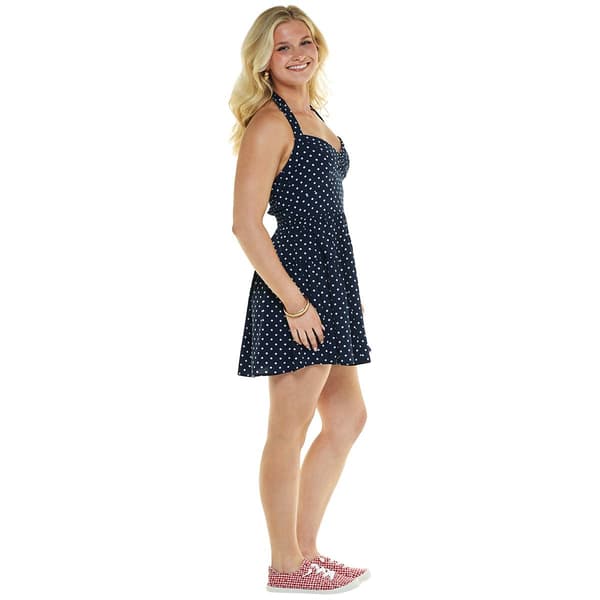 Juniors Trixxi Milan Dot Drop Waist Halter Skater Dress