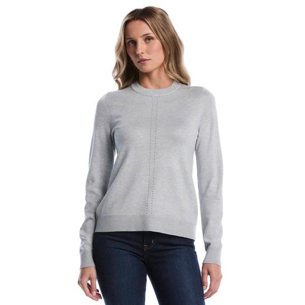 Petite Rafaella® Long Sleeve Solid Studded Crew Neck Sweater