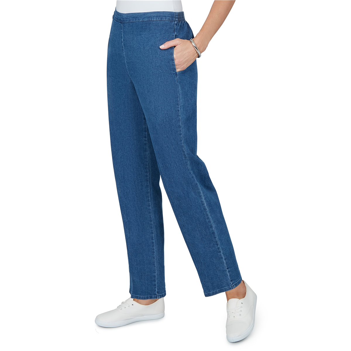 Womens Alfred Dunner Ann Arbor Pull On Jeans - Average Length