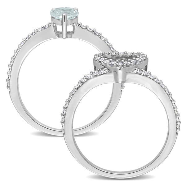 Gemstone Classics&#8482; 10kt. White Gold Aquamarine Heart Bridal Set