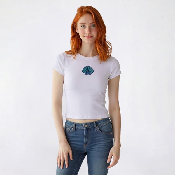 Juniors Derek Heart Fitted Beaded Icon Tee- White - image 
