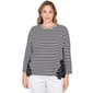 Plus Size Ruby Rd. Sunset Blvd 3/4 Sleeve Stripe Lace Blouse - image 1