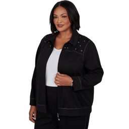 Plus Size Alfred Dunner Weekend Warrior Grommet Zip Front Jacket