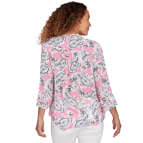 Petite Ruby Rd. Must Haves I 3/4 Sleeve Pleat Paisley Blouse