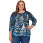Plus Size Alfred Dunner Classics Starry Christmas Tree Scene Tee - image 1
