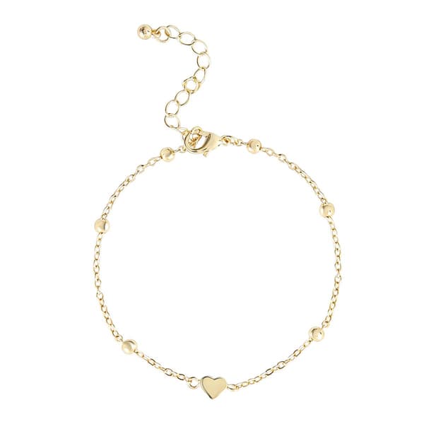 Jessica Simpson Figaro Chain Heart & Pink Rhinestone Anklet Set