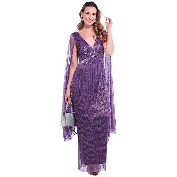 Womens R&M Richards Crinkle Pleated Goddess Gown - image 