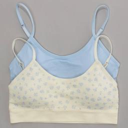 Girls (7-14) Lala(R) Gina 2pk. Floral Waffle/Solid Bralettes