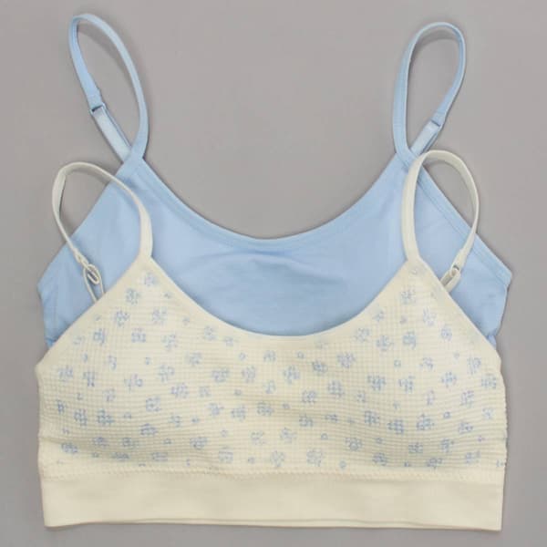 Girls (7-14) Lala(R) Gina 2pk. Floral Waffle/Solid Bralettes - image 