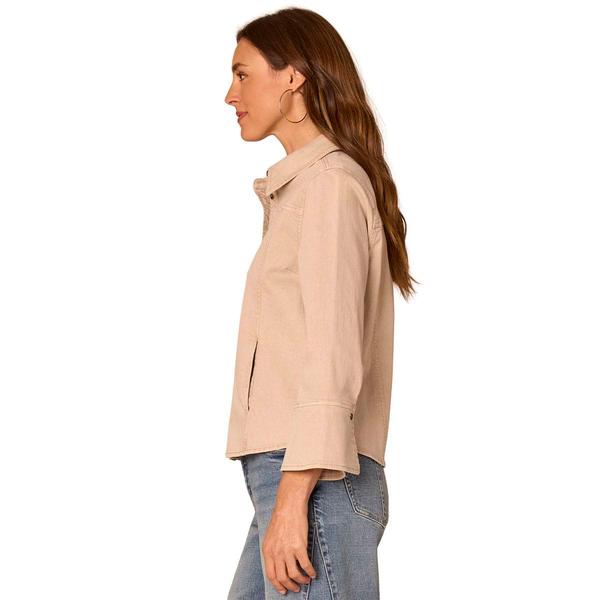 Womens Democracy 3/4 French Cuff Sleeve Button Down Denim Blouse