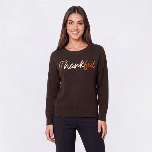 Petite Rio & Rian Long Sleeve Thankful Sweater - image 