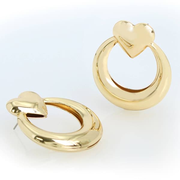 Steve Madden Yellow Gold-Tone Heart Doorknocker Earrings