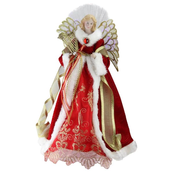 Northlight Seasonal 16in. Fiber Optic Angel With Harp Tree Topper - image 