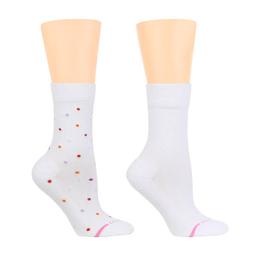 Womens Dr. Motion 2pk. Multi-Dot Comfort Top Crew Socks