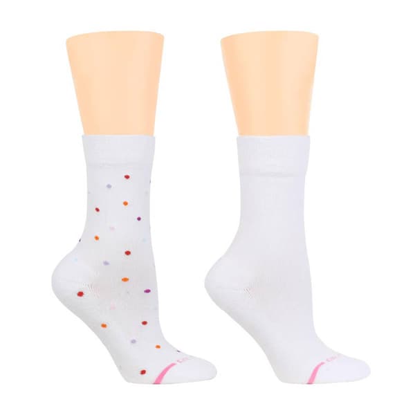 Womens Dr. Motion 2pk. Multi-Dot Comfort Top Crew Socks