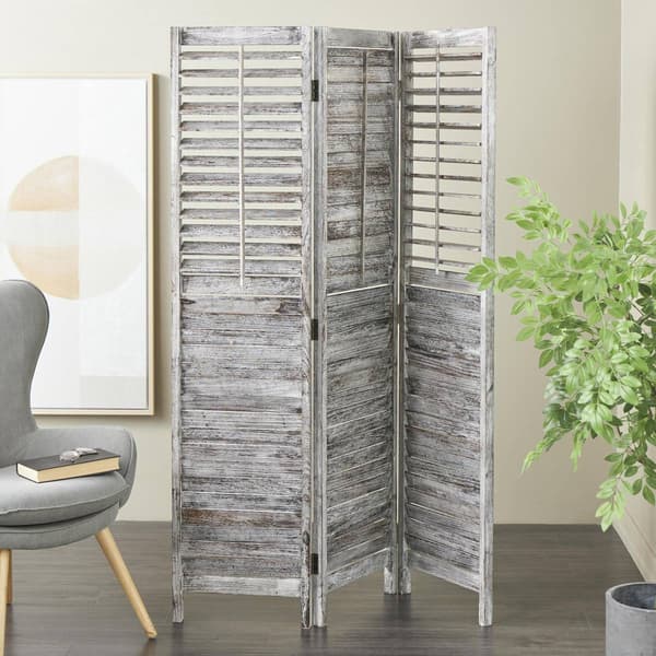 9th & Pike® Rustic White Wood Room Divider Screen