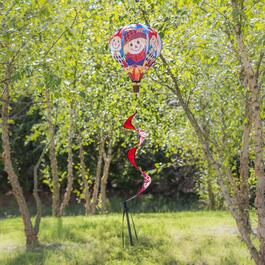 Evergreen Happy Scarecrow Couple Burlap Balloon Spinner