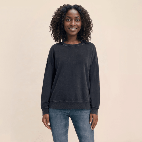 Womens MNK Long Sleeve Solid Fringe Sweatshirt - image 