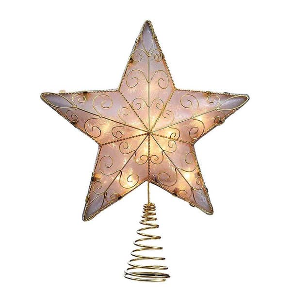 Kurt Adler UL 10-Light 8.5in. Gold Reflector Star Treetop - image 
