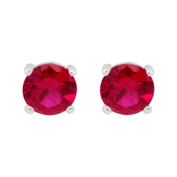 Marsala 6mm Round Lab Created Ruby Stud Earrings - image 